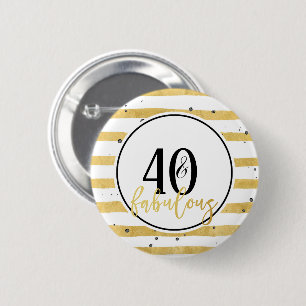 Moderne Gold 40- & Fabulous Birthday Confetti-Butt Ronde Button 5,7 Cm