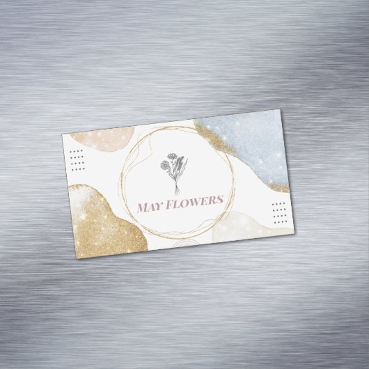 Moderne Gold Abstracte vormen Magnetisch Visitekaartje (Voorbeeld)