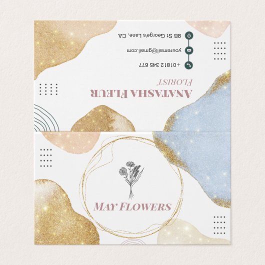 Moderne Gold Abstracte vormen Visitekaartje (Buitenkant ongevouwen)