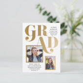 Moderne Gold Afstudeerder 2 Fotogradatie Partij Briefkaart (Staand voorkant)