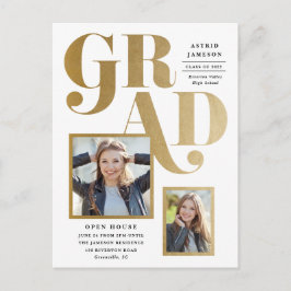 Moderne Gold Afstudeerder 2 Fotogradatie Partij Briefkaart
