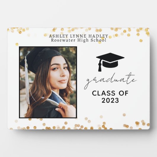 Moderne Gold Afstuderen foto Keepomwille Plaque Fotoplaat (voorkant)