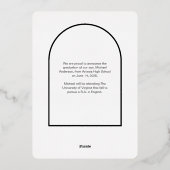 Moderne Gold Arch Foto Afstuderen Aankondiging (Achterkant)