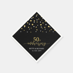 Moderne Gold & Black 50e Jubileum Party Napkins Servet