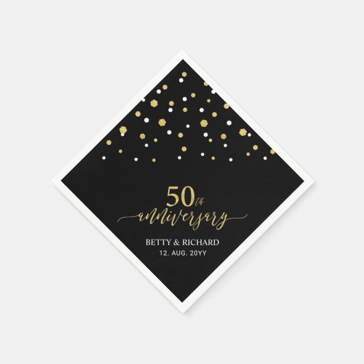 Moderne Gold & Black 50e Jubileum Party Napkins Servet (Hoek)