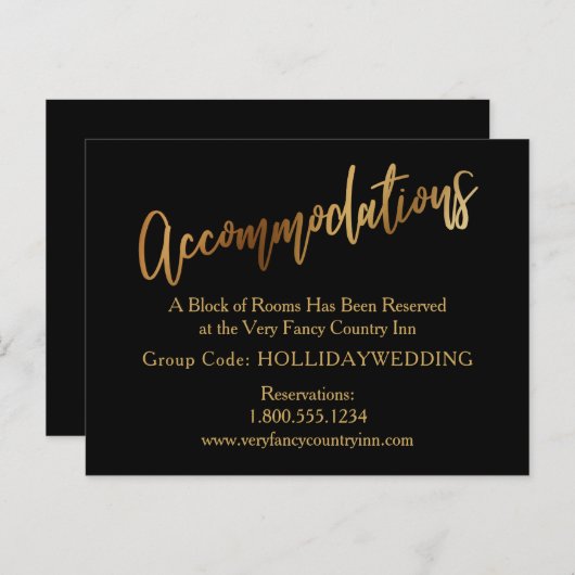 Moderne Gold & Black Accommodations Enclosure Kaar Briefkaart (Voorkant / Achterkant)