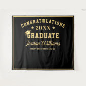 Moderne Gold Black Afstuderen Photo Booth Backdrop Wandkleed (Voorkant (horizontaal))