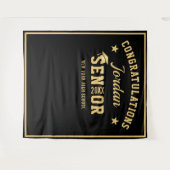 Moderne Gold Black Afstuderen Photo Booth Backdrop Wandkleed (Voorkant (horizontaal))