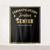 Moderne Gold Black Afstuderen Photo Booth Backdrop Wandkleed (Voorkant)