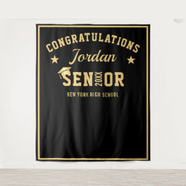 Moderne Gold Black Afstuderen Photo Booth Backdrop Wandkleed