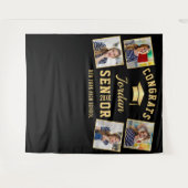 Moderne Gold Black Afstuderen Photo Booth Backdrop Wandkleed (Voorkant (horizontaal))