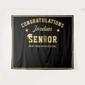 Moderne Gold Black Afstuderen Photo Booth Backdrop Wandkleed (Voorkant (horizontaal))