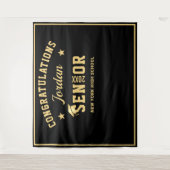 Moderne Gold Black Afstuderen Photo Booth Backdrop Wandkleed (Voorkant)