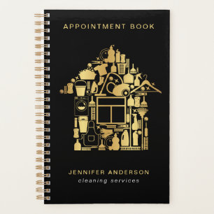 Moderne Gold & Black Cleaning Services Benoeming Planner