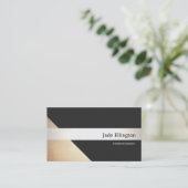 Moderne Gold Black en Silver Striped Designer Visitekaartje (Staand voorkant)