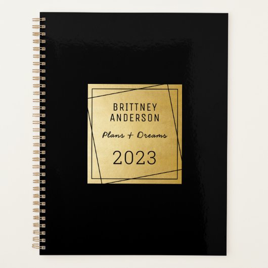 Moderne Gold Black Professional Chic Planner (Voorkant)