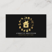 Moderne Gold & Black schoonmaakdiensten Visitekaartje (Voorkant)