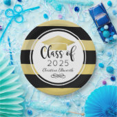 Moderne Gold Black Stripes - Aangepaste GraduParti Papieren Bordje (Feest)