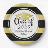 Moderne Gold Black Stripes - Aangepaste GraduParti Papieren Bordje (Voorkant)