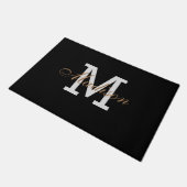 Moderne Gold Black White Elegant Monogram op maat Deurmat (Schuin)
