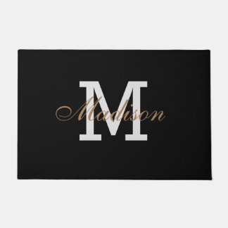 Moderne Gold Black White Elegant Monogram op maat Deurmat