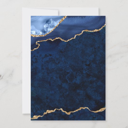 Moderne Gold Blue Marble Agate Engagement Party Kaart (Achterkant)