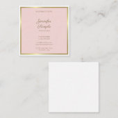 Moderne Gold Blush Pink Calligraphy Script Luxe Vierkante Visitekaartje (Voorkant / Achterkant)