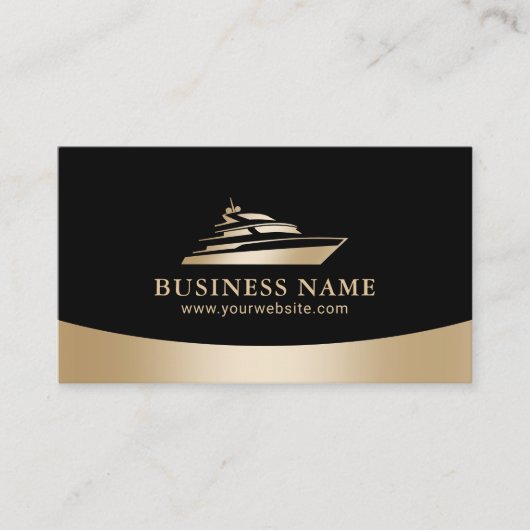 Moderne Gold Boat Rentals Verkoop Onderhoud Zwart Visitekaartje (Voorkant)