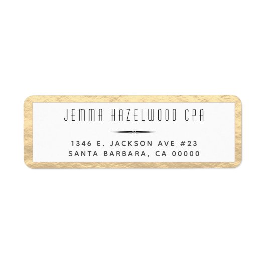 Moderne Gold Border Minimalist Black Etiket (Voorkant)