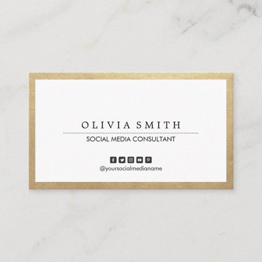Moderne Gold Border Multipurpose Social Media Visitekaartje (Voorkant)