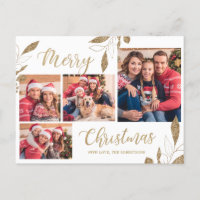 Moderne Gold Botanical 4 Foto Collage Kerstmis