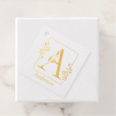 Moderne Gold Botanical Letter A Bedankjes Labels (Met doos)