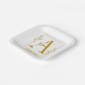 Moderne Gold Botanical Letter A op maat Papieren Bordje (Gebogen)