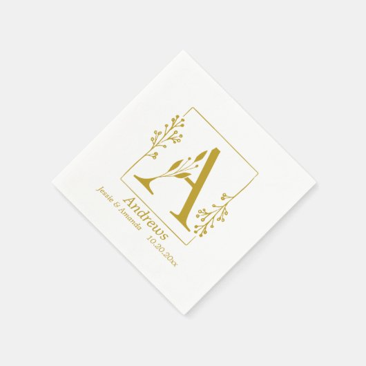 Moderne Gold Botanical Letter A op maat Servet (Hoek)