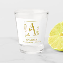 Moderne Gold Botanical Letter A op maat Shot Glas