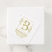 Moderne Gold Botanical Letter B Bedankjes Labels (In situ)