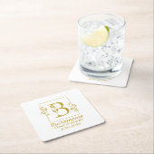 Moderne Gold Botanical Letter B Kartonnen Onderzetters (Insitu)