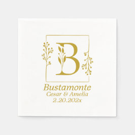 Moderne Gold Botanical Letter B-papier Servet