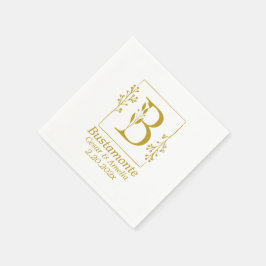 Moderne Gold Botanical Letter B-papier Servet