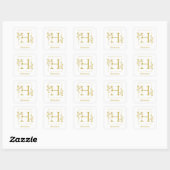 Moderne Gold Botanical Letter H Square Sticker (Vel)