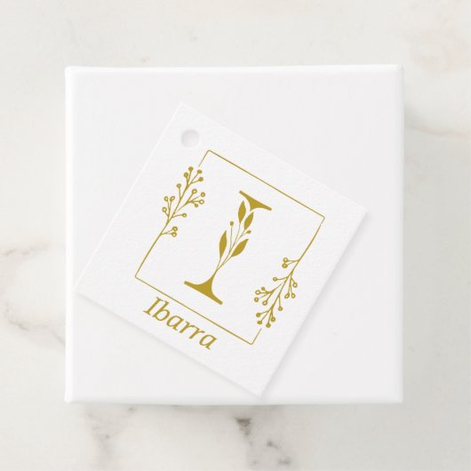 Moderne Gold Botanical Letter I - Aangepast Bedankjes Labels (In situ)