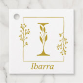 Moderne Gold Botanical Letter I - Aangepast Bedankjes Labels (Voorkant)