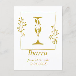 Moderne Gold Botanical Letter I - Aangepast Briefkaart
