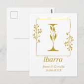 Moderne Gold Botanical Letter I - Aangepast Briefkaart (Voorkant / Achterkant)