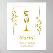 Moderne Gold Botanical Letter I - Aangepast Poster (Voorkant)