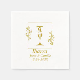 Moderne Gold Botanical Letter I-papier Servet