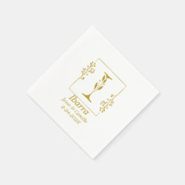 Moderne Gold Botanical Letter I-papier Servet