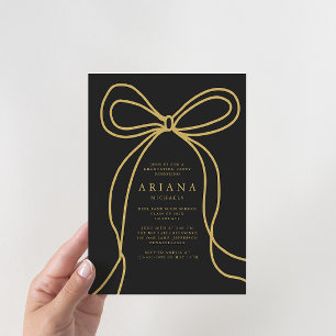 Moderne Gold Bow Graduation Party Uitnodiging