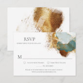 Moderne Gold Bronze Blauwgroen Waterverf was RSVP (Voorkant / Achterkant)