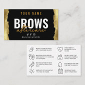 Moderne Gold Brows Aftercare Card Visitekaartje (Voorkant / Achterkant)